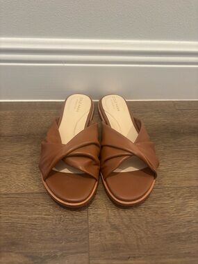 Cole Haan GrandSeries Tan Leather Slide Sandals